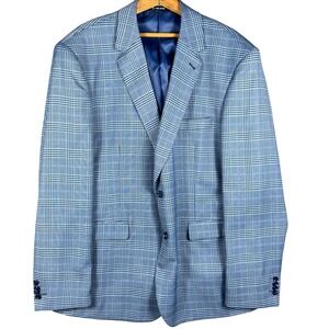 Tom Baine Blazer Mens 48R Blue Tan Plaid Tailored Collection TBB523-1-BLUE/TAN